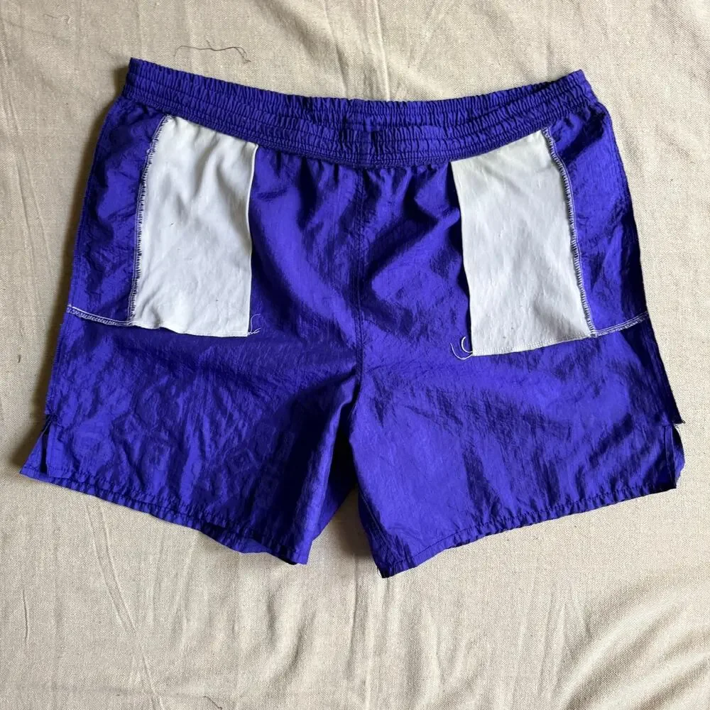 Vintage 90's Umbro Shorts Mens L Drawstring Made in USA Satin Soccer Nylon Blue